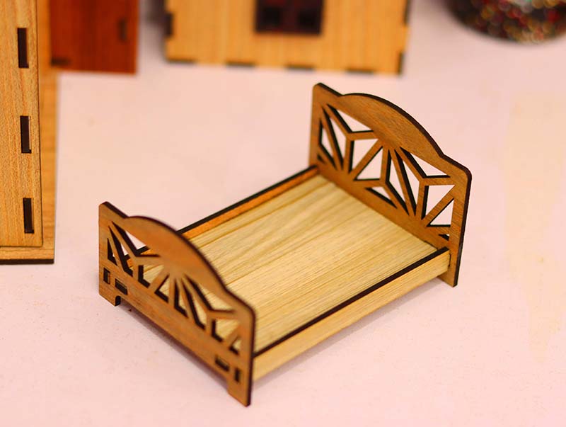 Laser Cut Miniature Bed Design Dollhouse Toy Furniture Template