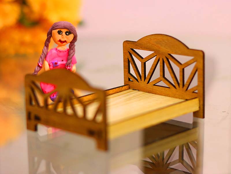Laser Cut Miniature Bed Design Dollhouse Toy Furniture Template