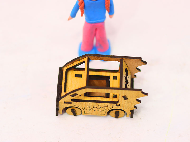 Laser Cut Miniature Bat Toy Car Model for Dollhouse