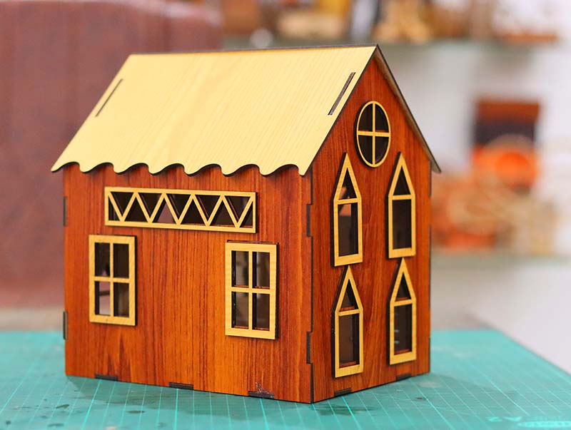 Laser Cut Wooden Dollhouse Model for Kids