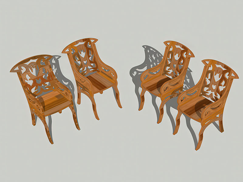 Laser Cut Miniature Chair Model for Dollhouse Furniture Template