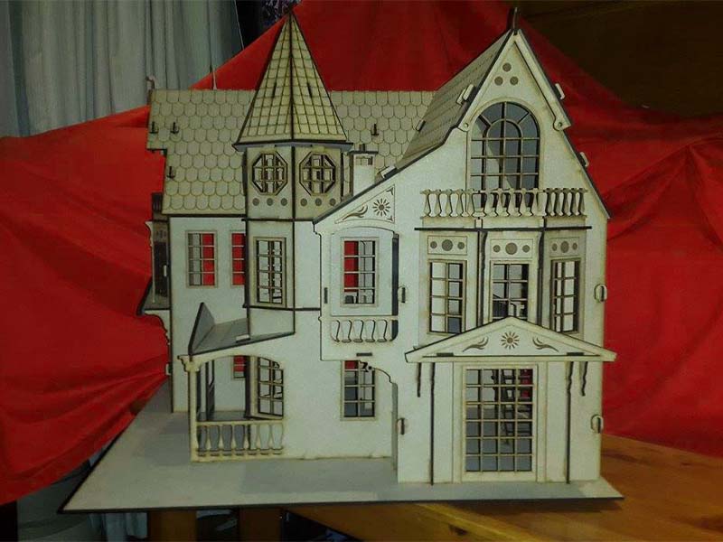 Laser Cut Fantasy Mansion Dollhouse Wood 3D Puzzle Toy Model