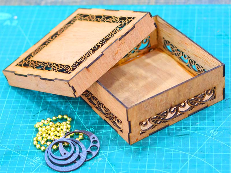 Laser Cut Wooden Square Jewelry Box Makeup Gift Box Template