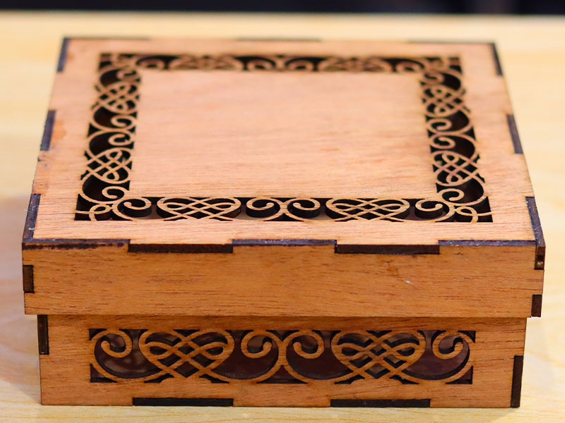 Laser Cut Wooden Square Jewelry Box Makeup Gift Box Template