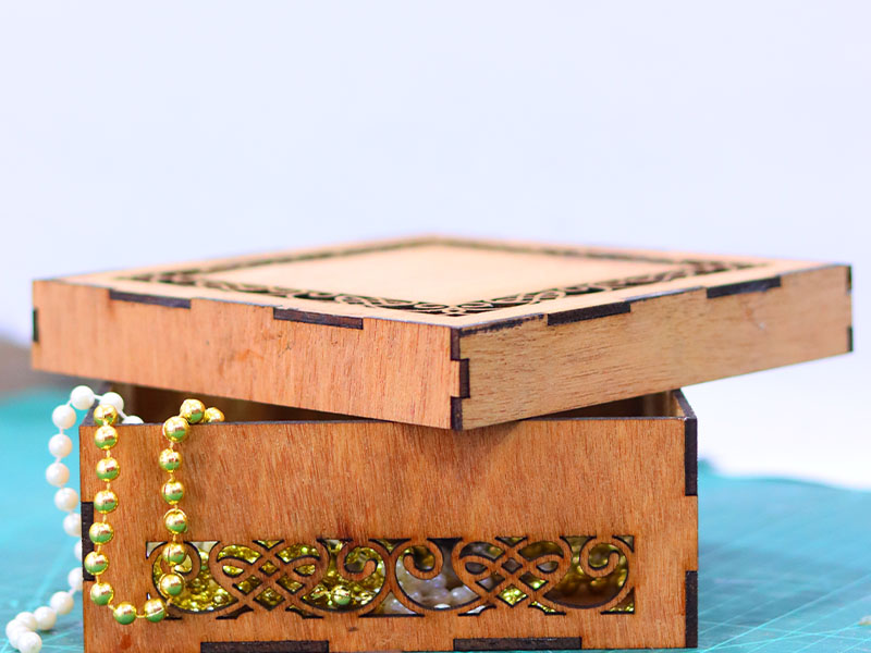 Laser Cut Wooden Square Jewelry Box Makeup Gift Box Template