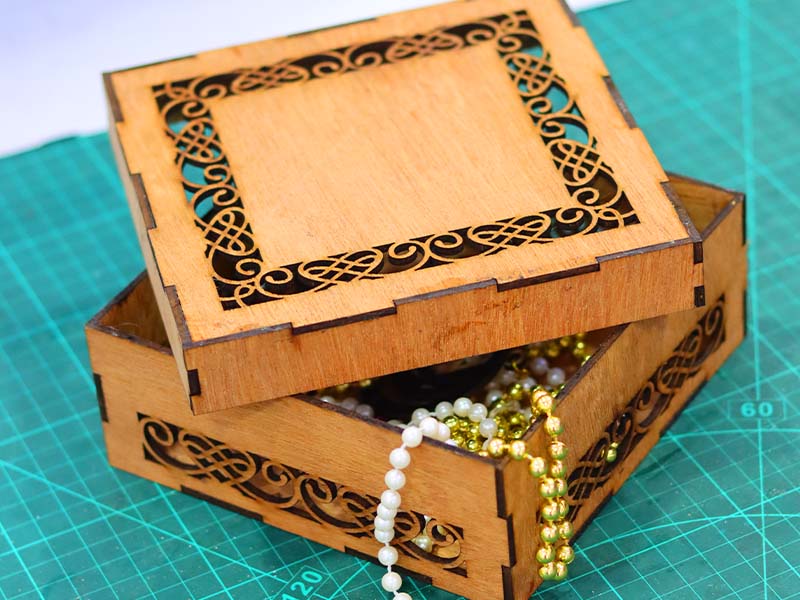 Laser Cut Wooden Square Jewelry Box Makeup Gift Box Template
