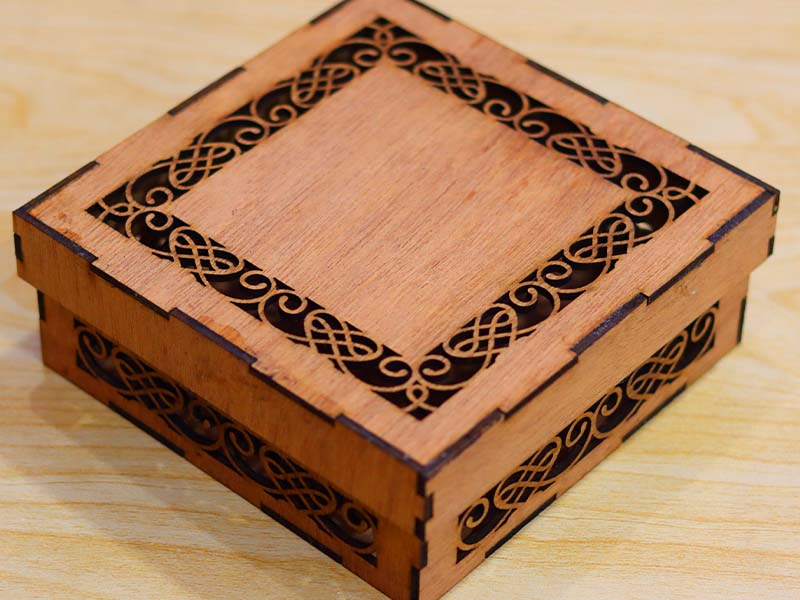 Laser Cut Wooden Square Jewelry Box Makeup Gift Box Template