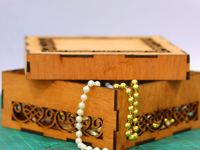 Laser Cut Wooden Square Jewelry Box Makeup Gift Box Template