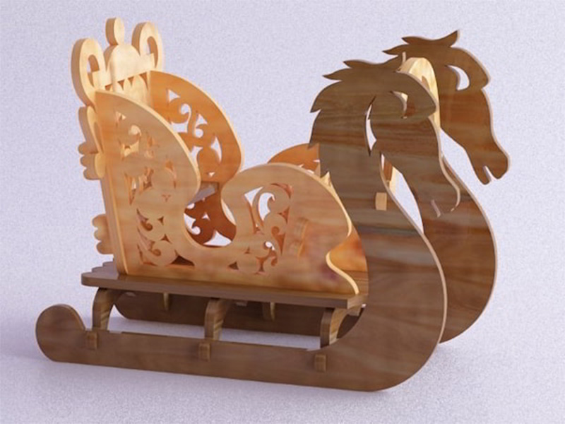Laser Cut Christmas Decorations Santa Claus Sleigh