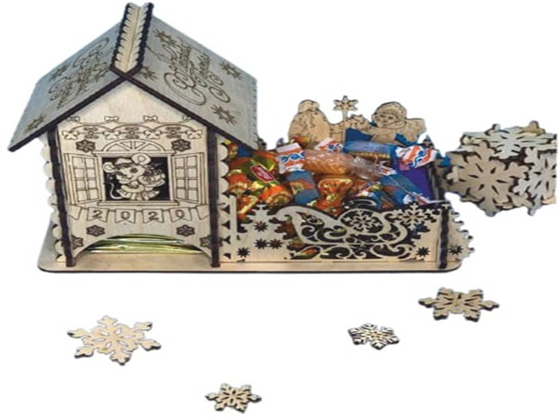Laser Cut Christmas Tea House Decorative Tea Bag Organizer