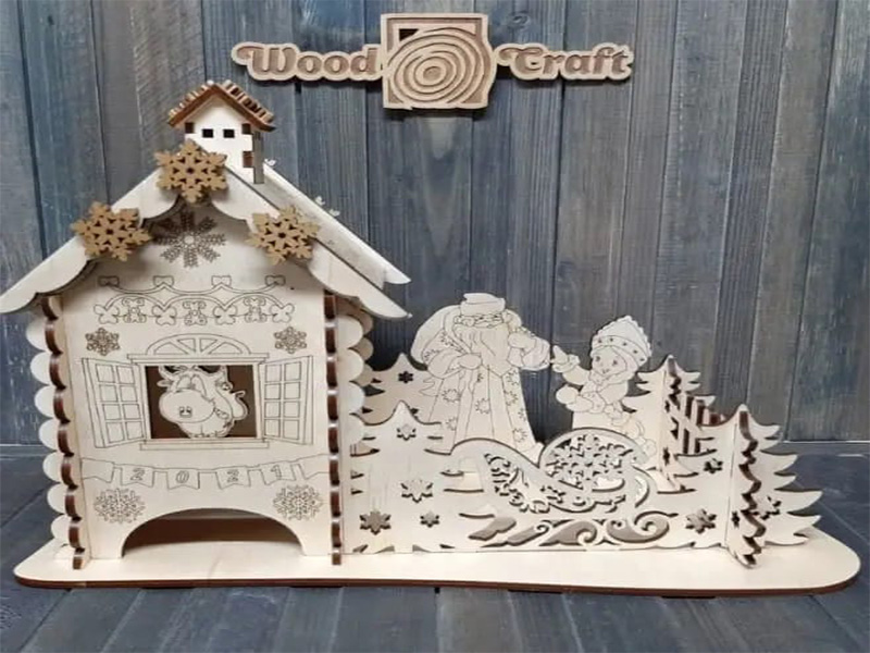 Laser Cut Christmas Tea House Decorative Tea Bag Organizer