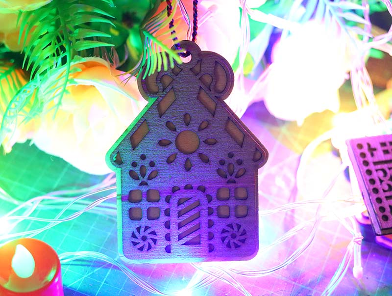 Laser Cut Gingerbread House Wooden Ornament for Christmas Decor