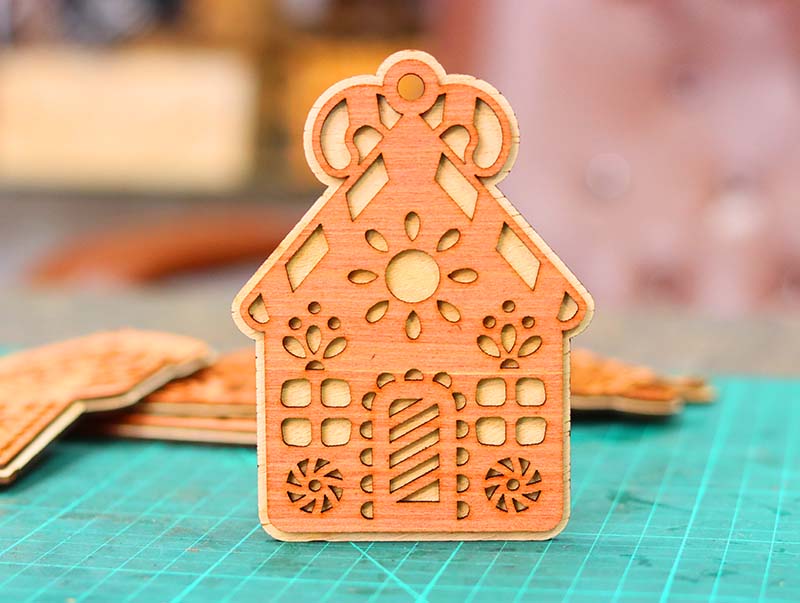 Laser Cut Gingerbread House Wooden Ornament for Christmas Decor