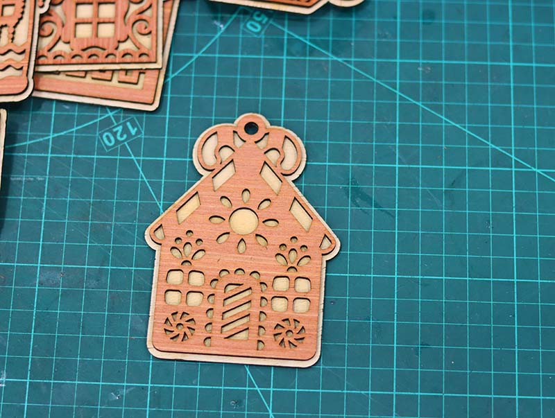 Laser Cut Gingerbread House Wooden Ornament for Christmas Decor