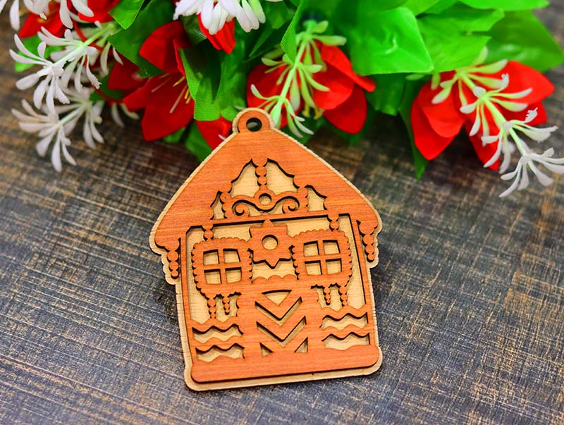 Laser Cut Christmas Decoration House Ornament Pendant