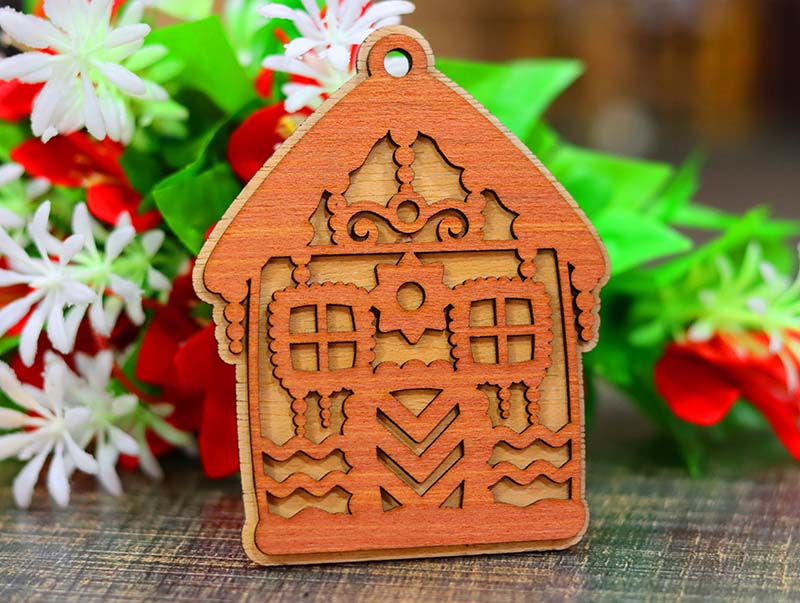 Laser Cut Christmas Decoration House Ornament Pendant
