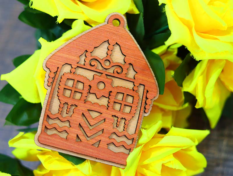 Laser Cut Christmas Decoration House Ornament Pendant