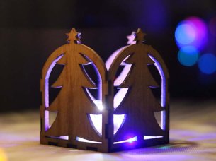 Laser Cut Christmas Tree Tealight Candle Holder for Decoration