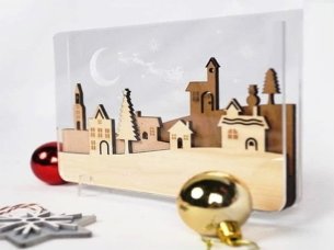 Laser Cut Layered Christmas Snow Town Village for Decoration