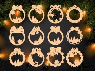 Laser Cut Christmas Ornament Pendant Set for Decorations