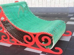 Laser Cut Christmas Santa Sleigh Chair Model for Decoration