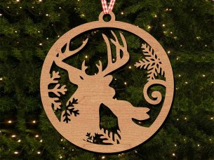 Laser Cut Christmas Ornament Deer and Snowflakes