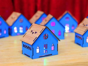 Laser Cut Christmas Tealight House Decoration