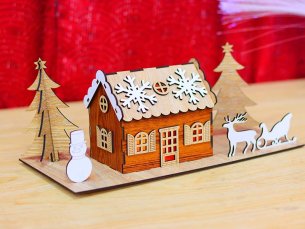 Laser Cut Christmas Nativity Scene 3D Gingerbread Tealight House