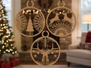 Laser Cut Christmas Snowflake Ball Pendant for Decoration