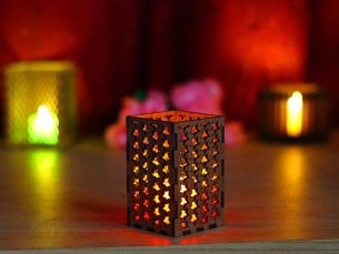 Laser Cut Christmas Wooden Tealight Candle Holder