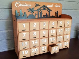 Laser Cut Christmas Countdown Wooden Advent Calendar