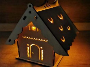 Laser Cut Christmas Mini Gift Tealight House for Decoration
