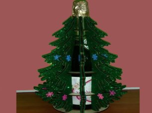 Laser Cut Decorative Christmas Tree Shaped Bottle Holder