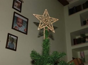 Laser Cut Wooden Star on Christmas Tree New Year Decoration