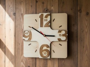 Laser Cut Modern Wooden Wall Clock Template