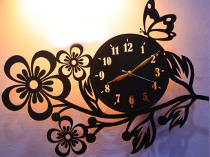 Laser Cut 3D Wooden Flower Wall Clock Room Wall Decor
