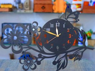 Laser Cut 3D Wooden Flower Wall Clock Design Room Wall Art Decor