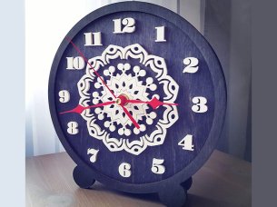 Laser Cut Decorative Wooden Table Clock Design