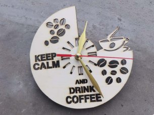 Laser Cut Coffee Shop Round Wall Clock Design