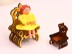 Laser Cut Miniature Dollhouse Chairs For Barbie Dolls