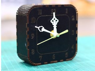 Laser Cut Living Hinges Square Desk Clock Design