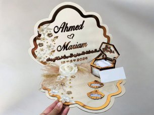 Laser Cut Personalized Engagement and Nikkah Acrylic Tray with Ring Box