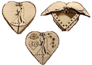Laser Cut Wooden Heart Ring Box