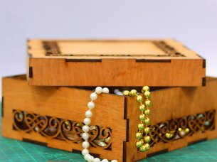 Laser Cut Wooden Square Jewelry Box Makeup Gift Box Template