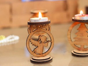 Laser Cut Tea Light Candle Holder Angel Christmas Decoration
